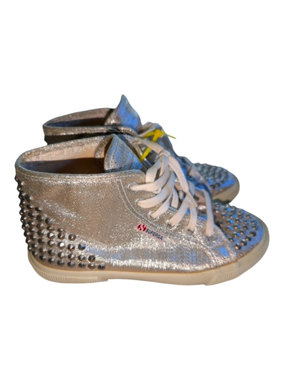 Superga Silver Studded Hi top Sneakers Size 37 EU US 6.5